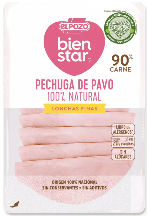 Espárragos verdes con pechuga de pollo y 1 melocotón.